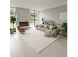 Teppich SEHRAZAT "LIMA, auch als Läufer", beige (creme), B:100cm H:10mm L:300cm, Polyester, Polypropylen, Teppiche, Teppich, Kurzflor, Linienstruktur, leichter Glanz, Wohnzimmer