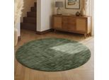 Teppich VIKOSA "Noemi", grün, H:10mm Ø:150cm, Viskose, Teppiche, Teppich, Dezenter Glanz, Weich, Seidenoptik, Viskose, Wohnzimmer, Schlafzimmer