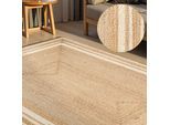 Teppich HANSE HOME "Looma Juteteppich", natur, gold, elfenbein, B:200cm H:7mm L:300cm, Jute, Teppiche, Teppich, Handgewebt, Jute Naturteppich, Boho, Wohnzimmer, Schlafzimmer