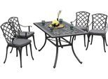 Garten-Essgruppe MERXX "Rhodos", grau (grafit, grafit, grafit), Polyester, Aluminium, Sitzmöbel-Sets, Garten-Essgruppe, 4 Sessel,inkl. Auflagen, Tisch