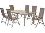 Garten-Essgruppe MERXX "Carrara", grau (silber, taupe), Polyester, Aluminium, Polyester, Sitzmöbel-Sets, Garten-Essgruppe