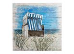Leinwandbild GILDE "Bild quadratisch Strandkorb", blau (farbe bild(er): blau), B:100cm H:100cm T:8cm, Holz, Bilder, Leinwandbild
