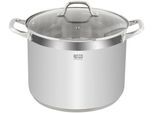 Kochtopf RESTO KITCHENWARE "Libra, Topf energiesparend und spülmaschinenfest", silberfarben, B:28cm H:22,5cm L:38,5cm Ø:28cm, Töpfe, Kochtopf, Induktion, für alle Herdarten geeignet mit hitzebeständigem Glasdeckel