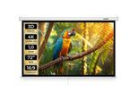 tectake® Beamer-Leinwand, für 4K, HD, Ultra HD und Full HD, Gain-Faktor 1,0, ausziehbares Gewebetuch, faltenfrei, Format 16:9, 72“