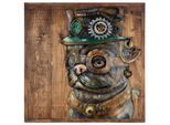 Metallbild GILDE "Bild quadratisch Steampunk Dog", farbe bild(er): braun, B:50cm H:50cm T:5,5cm, Holz, Bilder, Metallbild