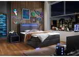 Boxbett MEISE.MÖBEL "Candela inkl. Bettkasten, Topper & LED-Beleuchtung an Kopfteil & Füßen", schwarz, B:142cm L:211cm, Kunstleder;Vorderseite: 100% PU, Rückseite: 85% Polyester, 15% Baumwolle, Komplettbetten, Boxbett