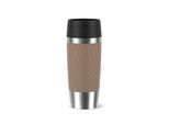 Thermobecher EMSA "Travel Mug Classic Twist", braun, B:8cm H:20,4cm Ø:8cm, Edelstahl, Kunststoff, Silikon, Trinkgefäße, Thermobecher, 0,36 Liter, Comfort-Schraubverschluss, Quick-Press, auslaufsicher