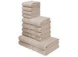 Handtuch Set OTTO HOME "Vanessa, 10-tlg Handtuch-Set, weich, in Standard- und Premium-Qualität", beige (creme), 10 tlg., Premium (550g/m²), Walkfrottee, Walkfrottee, Obermaterial: 100% Baumwolle, Handtuch-Sets, Handtuch Set, 100% Baumwolle, Duschtücher, Handtücher, Gästetücher, mit Bordüre, Topseller