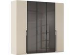 Drehtürenschrank RAUCH "Schrank Garderobe SKAT SHINE Breiten 151/201/251/301cm, Höhe 223/235cm", beige (champagner), B:251cm H:223cm T:63cm, Glas, Holzwerkstoff, Schränke, Drehtürenschrank, edle Schrankfront mittig hochwertige Glasrahmentüren MADE IN GERMANY