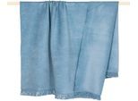 Wohndecke PAD "SYDNEY", light blau, B:150cm L:200cm, Mischgewebe, Wohndecken, Wohndecke, Made in Europe, Uni Farben, mit Fransen, 150x200 cm