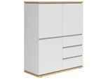 Xora Highboard, Weiß, Eiche Artisan, Holzwerkstoff, 3 Fächer, 3 Schublade(n) Schubladen, 100x121x42 cm, FSC Mix, Beimöbel erhältlich, stehend, Wohnzimmer, Kommoden & Sideboards, Highboards