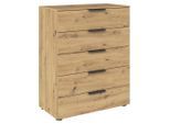 Rauch Möbel Kommode, Graphit, Eiche Artisan, Holzwerkstoff, 5 Schublade(n) Schubladen, 80x100x42 cm, Blauer Engel, BQ - Bündnis für Qualität, Made in Germany, Wohnzimmer, Kommoden & Sideboards, Kommoden
