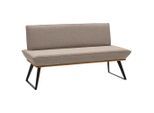 Voleo Sitzbank, Schwarz, Eiche, Hellbraun, Metall, Eiche, massiv, Uni, 2-3-Sitzer, 160x87x64 cm, Stoffauswahl, mit Rückenlehne, Esszimmer, Bänke, Sitzbänke