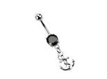 Bauchnabelpiercing ADELIA´S "Piercing Piercing Bauchnabelpiercing", Damen, Gr. onesize, schwarz, Chirurgiestahl, Piercings, 316l Stahl Banane - Anhänger mit Anker schwarz