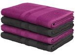 Duschtücher OTTO HOME "Vanessa, 4 Duschtücher, 70x140cm, in Standard- und Premium-Qualität", lila (beere anthrazit), B:70cm L:140cm, Walkfrottee, Obermaterial: 100% Baumwolle, Handtücher, Handtücher mit Bordüre, 100% Baumwolle, einfarbig, weich