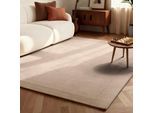 Teppich VILLEROY & BOCH "Wollteppich Kivi", beige (natur beige), B:80cm H:17mm L:150cm, Nylon, Wolle, Teppiche, Teppich, Handgewebt, Wolle, Bordüre, Einfarbig, Läufer, Wohnzimmer, Modern