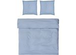 Bettwäsche MÖVE "Möve Luxury Bettwäsche Set", blau (light blau), B/L: 200cm x 200cm, Satin, B/L: 80cm x 80cm, 2 Stk., Satin, Obermaterial: 100% Baumwolle, Bettwäsche, Bettwäsche, mit elegantem Zierstick