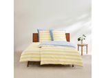 Bettwäsche S.OLIVER "Satinbettwäsche s.Oliver", blau (blau, gelb), B/L: 155cm x 220cm, 1 Stk., 1 Stk., Mako-Satin, B/L: 80cm x 80cm, 2 Stk., Mako-Satin, Obermaterial: 76% Baumwolle, 24% Polyester, Bettwäsche, Bettwäsche, Modernes Design