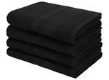 Duschtücher OTTO HOME "Vanessa, 4 Duschtücher, 70x140cm, in Standard- und Premium-Qualität", schwarz, B:70cm L:140cm, Walkfrottee, Obermaterial: 100% Baumwolle, Handtücher, Handtücher mit Bordüre, 100% Baumwolle, einfarbig, weich