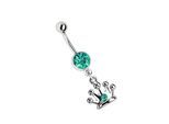 Bauchnabelpiercing ADELIA´S "Piercing Piercing Bauchnabelpiercing", Damen, Gr. onesize, blau (türkis), Chirurgiestahl, Piercings, 316l Stahl Banane - Anhänger mit türkis Krone