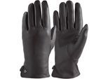 Lederhandschuhe PEARLWOOD "PAM", Damen, Gr. 7, braun (schwarz braun), Schafsleder, unifarben, Handschuhe, weiches Fleece-Innenfutter, Temperaturregulierend, Seitenschlitz