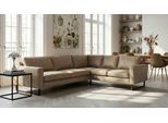 Ecksofa HOME AFFAIRE "Pinto, XXL, 250/290 cm, langer Schenkel, Ottomane", beige, B:290cm H:85cm T:250cm, Luxus-Microfaser in Lederoptik(100% Polyester);Cord (92% Polyester, 8% Polyamide), Sofas, Ecksofa, Cord, Chenille, Lederoptik, mit Keder, Metallfüße, Wellenunterfederung