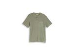 TOM TAILOR Herren Henley T-Shirt mit Brusttasche, grün, Uni, Gr. M