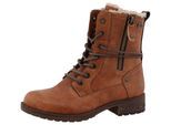 Winterstiefel MUSTANG SHOES "Concetta", Damen, Gr. 36, braun (cognac), Lederimitat, Basic, Schuhe Winterstiefel, Stiefel, Schnürstiefel mit TEX-Membran