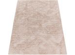 Hochflor-Teppich PACO HOME "Arnheim 745", beige, B:80cm H:26mm L:150cm, Polyester, Teppiche, Uni Farben, modernes geometrisches Design, besonders weich