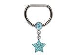 Brustwarzenpiercing ADELIA´S "Piercing Piercing Brustpiercing", Damen, Gr. onesize, blau, Titan, Piercings, Titan Brustpiercing D-Ring + 5 mm Klemm-Kugel mit Kette + Stern blau