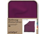 Bettbezug SCHLAFGUT "Premium Bettbezug Knitted Jersey (1 St)", lila (lila deep), B:200cm L:200cm, Jersey, Obermaterial: 95% Baumwolle, 5% Elasthan, Bettbezüge, Ton-in-Ton Reißverschluss, Bio-Baumwolle mit Elasthan, Uni, OEKO Tex