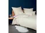 Bettwäsche JANINE "Colors", beige (ecru), B/L: 155cm x 200cm, 1 Stk., 1 Stk., Mako-Satin, B/L: 80cm x 80cm, 2 Stk., Mako-Satin, Obermaterial: 100% Baumwolle, Bettwäsche, Bettwäsche, feinfädige uni Bettwäsche für alle Jahreszeiten, Markenreißverschluss