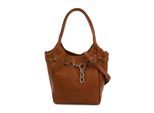 Schultertasche HARPA "Regina", Mädchen, Gr. B/H/T: 15cm x 30cm x 36cm, cognac, Kunstfaser, unifarben, Taschen Schultertasche, in Trapezform mit unterteiltem Hauptfach