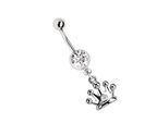 Bauchnabelpiercing ADELIA´S "Piercing Piercing Bauchnabelpiercing", Damen, Gr. onesize, transparent (klar), Chirurgiestahl, Piercings, 316l Stahl Banane - Anhänger mit Krone