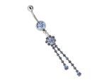 Bauchnabelpiercing ADELIA´S "Piercing Bauchnabelpiercing", blau (hellblau), Piercings, Damen, onesize, Chirurgiestahl, Zirkoniakugel mit Ketten Blumen Stein Anhänger