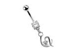 Bauchnabelpiercing ADELIA´S "Piercing Bauchnabelpiercing", silber, Piercings, Damen, onesize, Chirurgiestahl, Mit 7 mm gefasstem Stein und Anhänger
