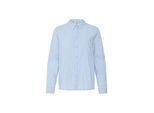 Hemdbluse OXMO "Hemdbluse OXFanny", Damen, Gr. 38, blau (powder blau mix), Obermaterial: 72% Baumwolle CO. 24% Polyester PES. 4% Elasthan EL., Blusen Hemdbluse