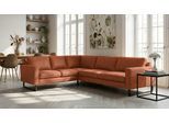 Ecksofa HOME AFFAIRE "Pinto, XXL, 250/290 cm, langer Schenkel, Ottomane", braun (cognac), B:290cm H:85cm T:250cm, Luxus-Microfaser in Lederoptik(100% Polyester);Cord (92% Polyester, 8% Polyamide), Sofas, Ecksofa, Cord, Chenille, Lederoptik, mit Keder, Metallfüße, Wellenunterfederung