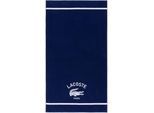 Badetuch LACOSTE "LORIGIN", blau (methyle), B:90cm L:160cm, Frottier, Obermaterial: 100% Baumwolle, Handtücher, Badetuch, mit Label-Applikationen
