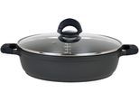 Servierpfanne GSW "SilcoGuss noir", schwarz, H:7,5cm Ø:28cm, Pfannen, Servierpfanne, langlebige Antihaft-Versiegelung, Literskala, Ø 28 cm, Induktion