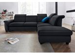 Ecksofa DOMO COLLECTION "Sully komfortables Sofa, L-Form", schwarz, B:273cm H:84cm T:228cm, Chenille (100% Polyester);MIcrofaser in Lederoptik (100% Polyester);Kunstleder SOFTLUX;Luxus-Microfaser(100% Polyester), Sofas, Ecksofa, wahlweise mit Bettfunktion und Kopf- bzw. Rückenverstellung