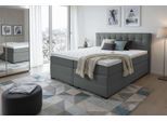 Boxspringbett HOME AFFAIRE "Köln, Doppelbett, Polsterbett, Federkernbett, Komforbett, 160, 180 cm", grau, B:187cm L:219cm, 100% PES, Komplettbetten, Boxspringbett, inkl. Topper, zwei Bettkästen, Taschen-Federkernmatratze, Härtegrad 3