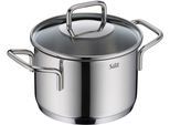 Kochtopf SILIT "Extra Cook, mit Glasdeckel", grau (edelstahl), B:18,6cm H:13,3cm L:24,1cm Ø:16cm, Töpfe, Kochtopf, SiliTherm Universalboden, induktionsgeeignet, spülmaschinengeeignet