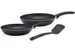 Pfannen-Set KRÜGER "Aluminium Pfannen-Set DELPHI 3 tlg. (20 + 28 cm und Pfannenwender)", schwarz, Ø:20,28cm, Pfannen, Pfannen-Set