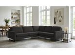 Ecksofa HOME AFFAIRE "Pinto, XXL, 250/290 cm, langer Schenkel, Ottomane", grau (dunkelgrau), B:290cm H:85cm T:250cm, Luxus-Microfaser in Lederoptik(100% Polyester);Cord (92% Polyester, 8% Polyamide), Sofas, Ecksofa, Cord, Chenille, Lederoptik, mit Keder, Metallfüße, Wellenunterfederung