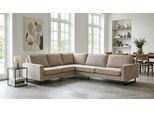 Ecksofa HOME AFFAIRE "Pinto, XXL, 250/290 cm, langer Schenkel, Ottomane", grau (hellgrau), B:290cm H:85cm T:250cm, Luxus-Microfaser in Lederoptik(100% Polyester);Cord (92% Polyester, 8% Polyamide), Sofas, Ecksofa, Cord, Chenille, Lederoptik, mit Keder, Metallfüße, Wellenunterfederung