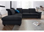 Ecksofa DOMO COLLECTION "Sully komfortables Sofa, L-Form", schwarz, B:263cm H:84cm T:220cm, Chenille (100% Polyester);MIcrofaser in Lederoptik (100% Polyester);Kunstleder SOFTLUX;Luxus-Microfaser(100% Polyester), Sofas, Ecksofa, wahlweise mit Bettfunktion und Kopf- bzw. Rückenverstellung