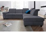 Ecksofa DOMO COLLECTION "Sully komfortables Sofa, L-Form", grau (dunkelgrau), B:273cm H:84cm T:228cm, Chenille (100% Polyester);MIcrofaser in Lederoptik (100% Polyester);Kunstleder SOFTLUX;Luxus-Microfaser(100% Polyester), Sofas, Ecksofa, wahlweise mit Bettfunktion und Kopf- bzw. Rückenverstellung