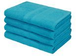 Duschtücher OTTO HOME "Vanessa, 4 Duschtücher, 70x140cm, in Standard- und Premium-Qualität", blau (türkis), B:70cm L:140cm, Walkfrottee, Obermaterial: 100% Baumwolle, Handtücher, Duschtücher, Handtücher mit Bordüre, 100% Baumwolle, einfarbig, weich