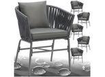tectake® Stuhlset, Geflecht im Rope-Design, abnehmbare Polyesterbezüge, 60 x 61 x 77 cm